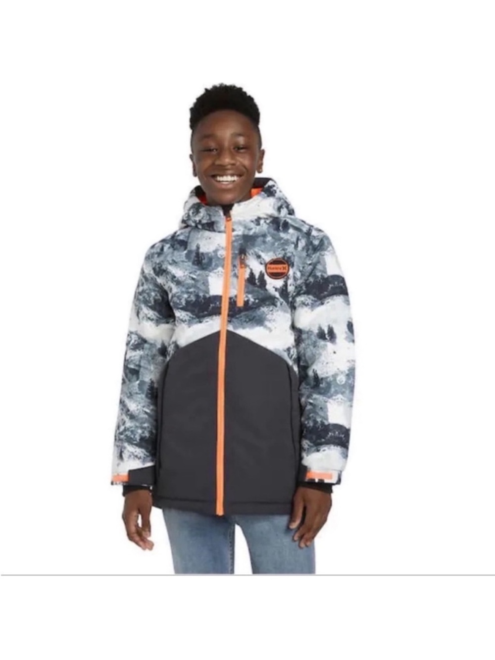 Hurley Black & Gray Snow Jacket with Orange Trim - Picture 2 of 14